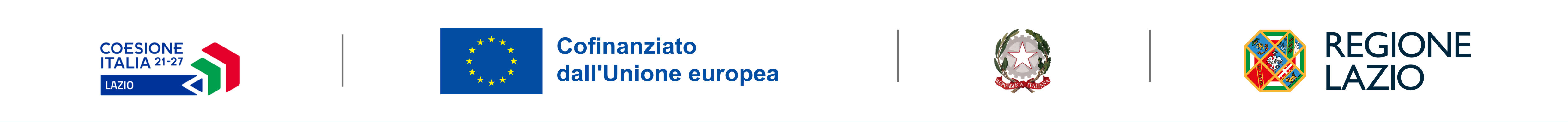 Banda loghi istituzionali: Cofinanziato dall'Unione europea, Repubblica Italiana, Regione Lazio, Lazio Innova